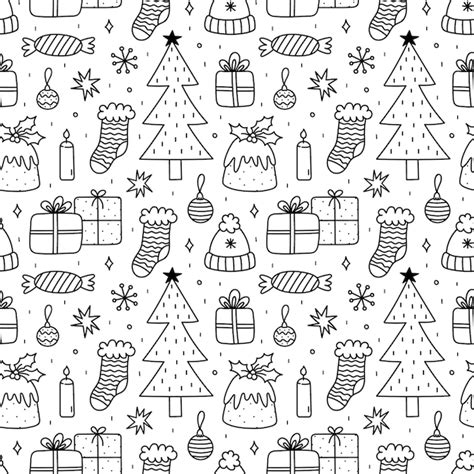 Premium Vector Cute Xmas Seamless Pattern With Gifts Baubles