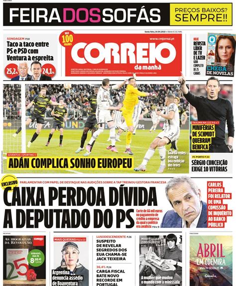 Correio da Manhã Capa da Edição de sexta feira 14 de abril 2023