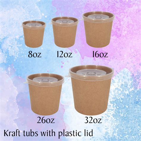 10pcs Kraft Ice Cream Tubs With Plastic Lid For Party Disposable Treat