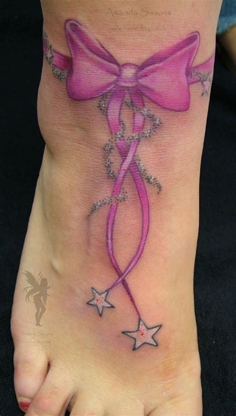 pink bow tattoo  foot tattoos designs