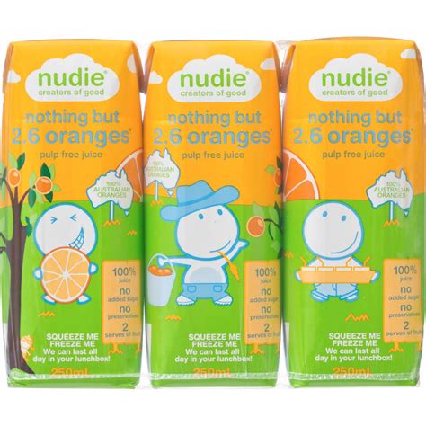 Nudie Kids Orange Juice Pulp Free 3x250ml Woolworths