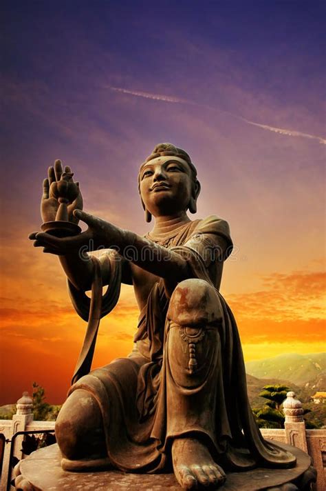 Buddhistic Statue Praising And Making Offerings To The Tian Tan Buddha