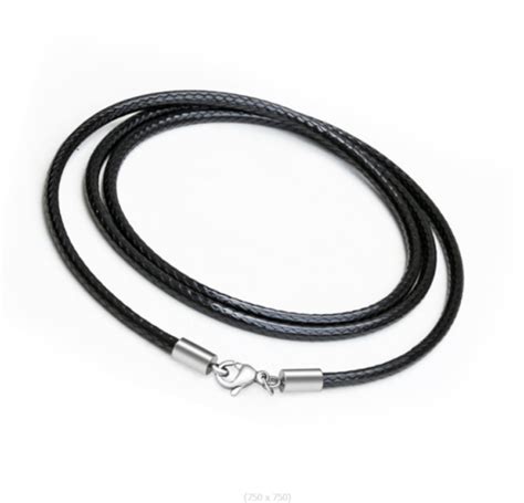 2mm Black Leather Cord Necklace Sterling Silver With Lobster Clasp 14