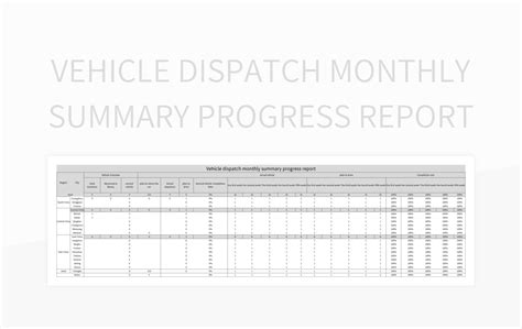 Vehicle Dispatch Monthly Summary Progress Report Excel Template And