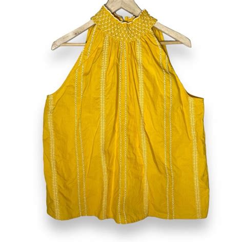 Calligraphie Tops Calligraphie Mustard Yellow Boho Eyelet Lace