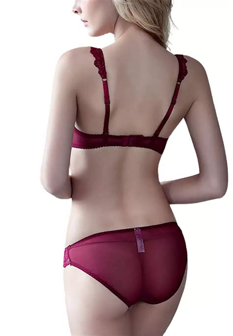 Buy Zitique Push Up Padded Lace Lingerie Set Bra And Panty Wine