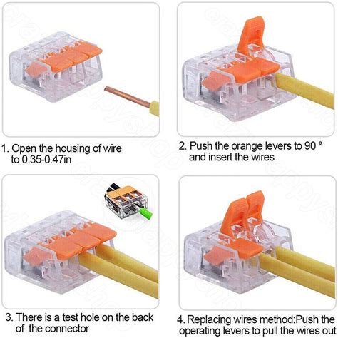 90x For Wago 221 Electrical Connectors Wire Block Clamp Terminal Cable