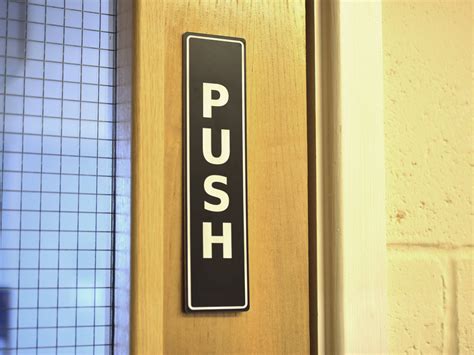 Push And Pull Adhesive Black And White Door Signs For Business