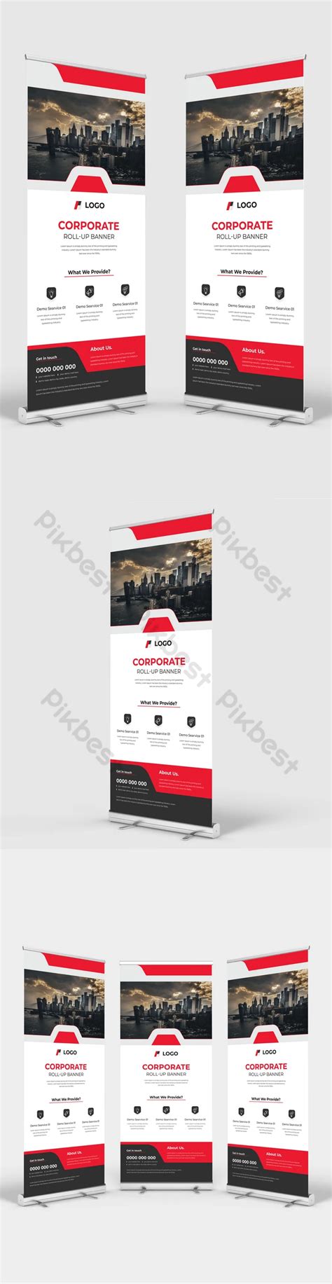 Modern Corporate Roll Up Banner Stand Design Template Ai Free