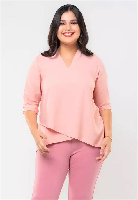 Buy Paperdolls Milly Plus Size Helene V Neckline Top With Asymmetrical