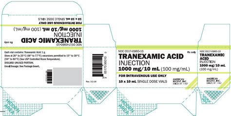 Tranexamic Acid Injection Fda Prescribing Information Side Effects