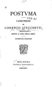 Postuma Canzoniere Di Lorenzo Stecchetti Pseud Olindo Guerrini