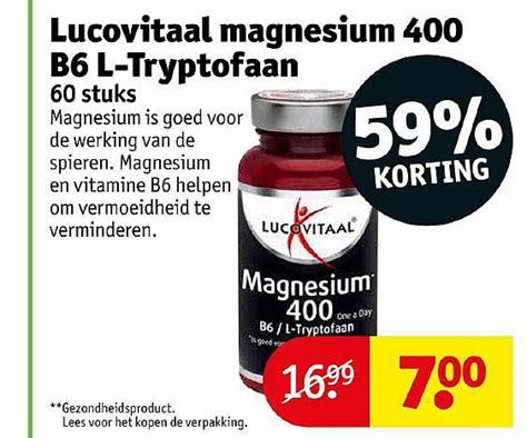 Lucovitaal Magnesium 400 B6 L Tryptofaan Aanbieding Bij Kruidvat