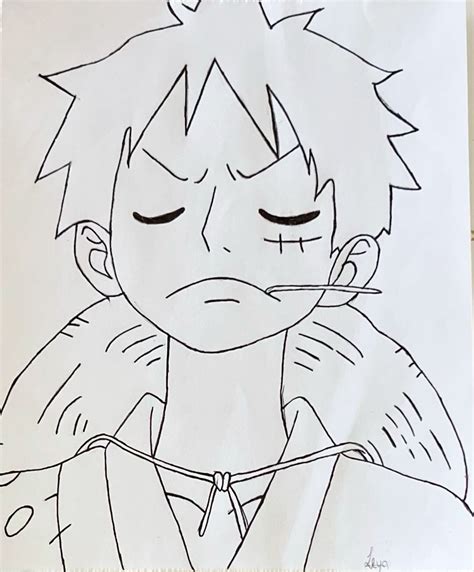 LUFFY | Luffy without hat drawing, Luffy wano drawing easy, One piece