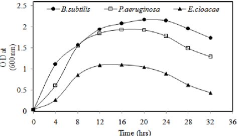 Growth Curve Of B Subtilis P Aeruginosa And E Cloacae On Nutrient Download Scientific Diagram