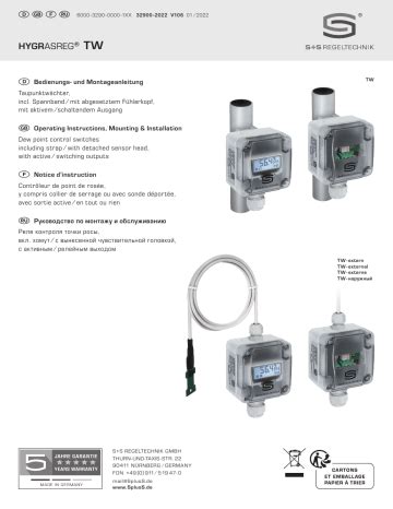 S S Regeltechnik Hygrasreg Tw U Dew Point Control Switch Operating