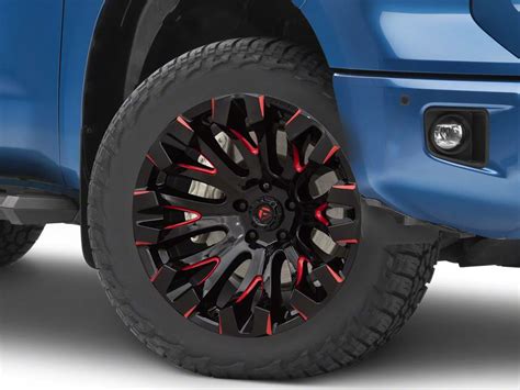 Fuel Wheels Tundra Quake Gloss Black Milled With Red Tint 5 Lug Wheel