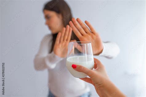 Lactose Intolerance Health Problem With Dairy Food Products Concept