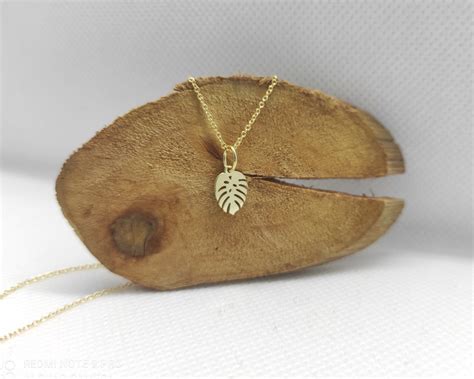 Collier De Feuilles Pendentif En Or Massif K Collier Etsy