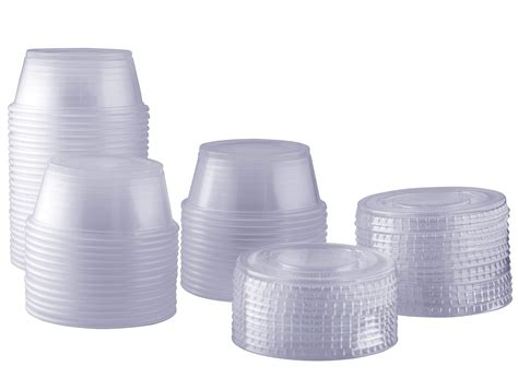 100 Sets 3 25 Oz Plastic Disposable Portion Cups With Lids Buy