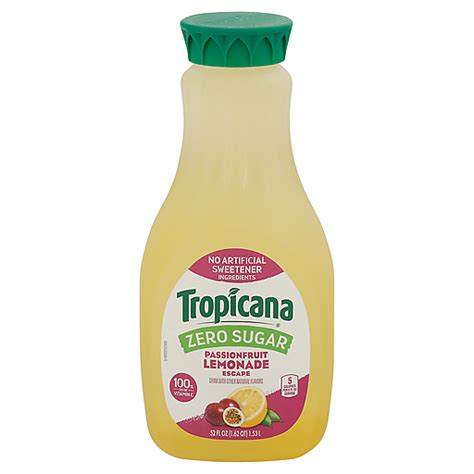 Tropicana Premium Drinks Zero Sugar Passion Fruit Lemonade Juice And