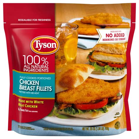 Tyson Fully Cooked Portioned Frozen Chicken Breast Fillets Off