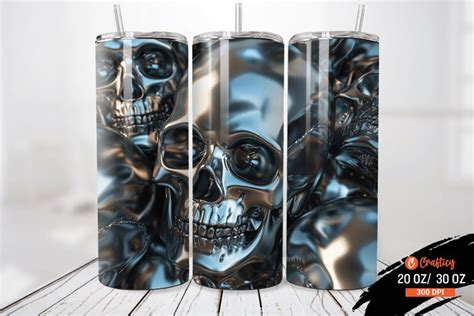 D Metallic Skulls Tumbler Wrap