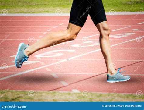 Runner Legs On Start Line Stock Photo Image Of Focus 90360478