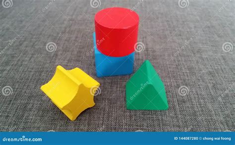 Colorful Shape Blocks Isolated On Grey Background Stock Photo Image