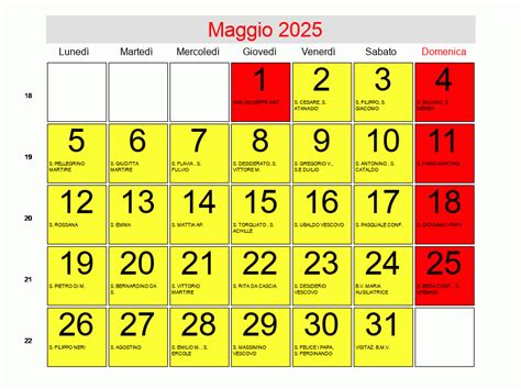 Calendario Di Maggio 2025