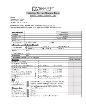 Fillable Online Mmc Histology Service Request Form Meharry Medical