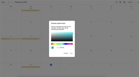 Aesthetic Google Calendar Hex Codes