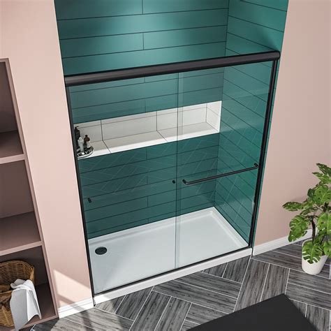 Elegant 54 W X 72 H Semi Frameless Sliding Shower Door Clear Tempered