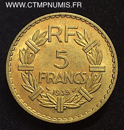 5 FRANCS LAVRILLIER BRONZE ALUMINIUM 1939 TTB CTMP NUMIS Achat