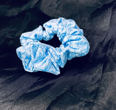 Blue Lace Pattern Scrunchie Etsy