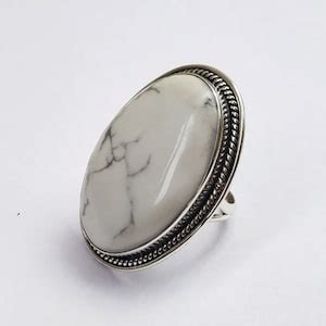 White Howlite Ring 925 Silver Ring White Buffalo Ring Turquoise Ring