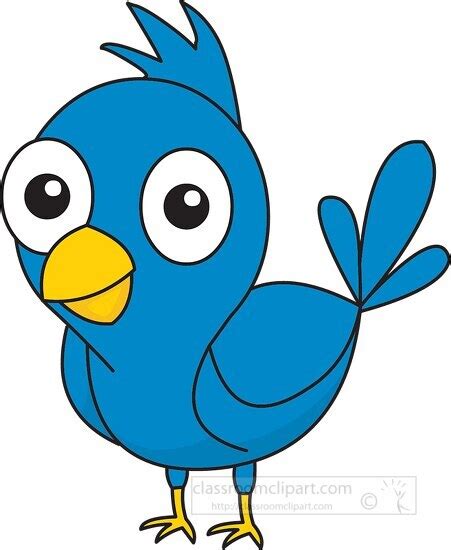 Bird Clipart Cute Blue Bird Yellow Beak Clipart