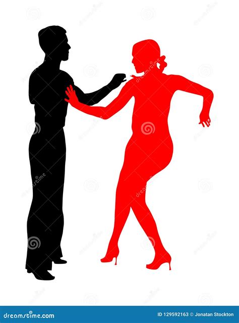 Elegance Tango Latino Dancers Vector Silhouette Isolated On White