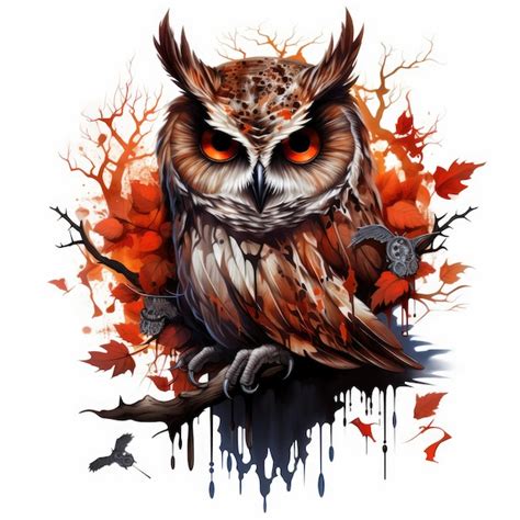 Premium Photo | Owl portrait Halloween illustration scary horror design ...