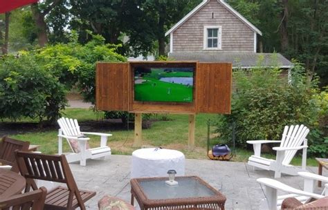 Outdoor Tv Cabinet With Double Doors Able Building Plan Diy Backyard