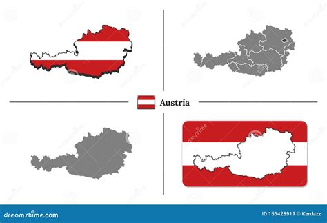 Kaart Van Oostenrijk Met Nationale Vlag En Staatsgebieden In