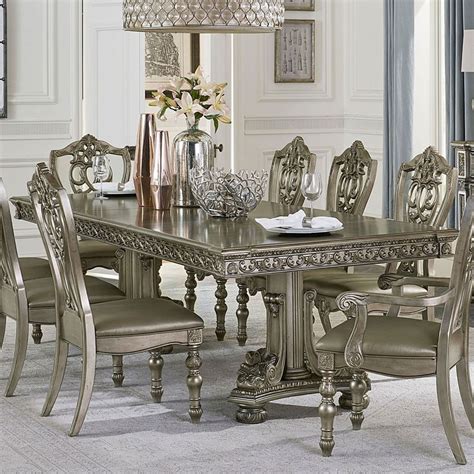 Catalonia Dining Table Platinum Gold By Homelegance Furniturepick