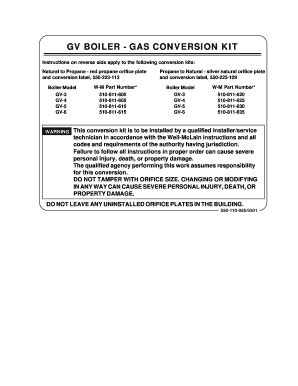 Fillable Online GV BOILER GAS CONVERSION KIT Fax Email Print PdfFiller