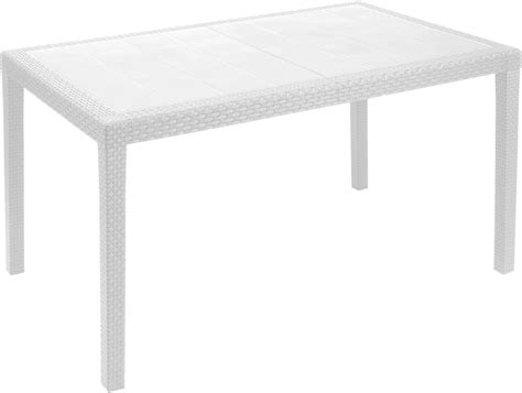 Amazon de Mojawo Terrassentisch Kunststoff 150x90cm Prince Weiß