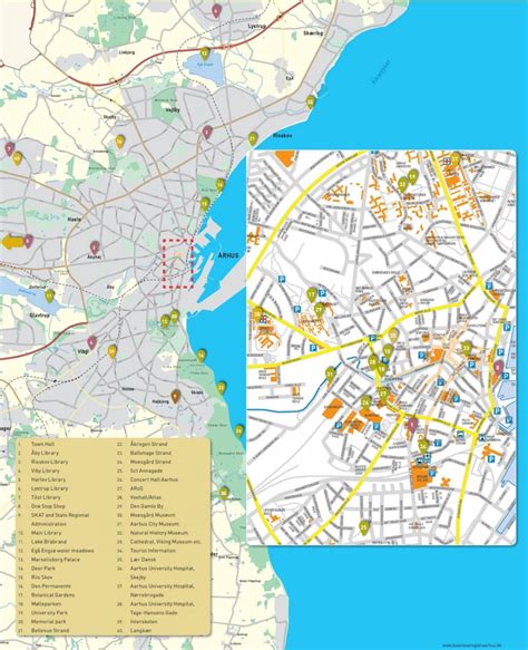 Aarhus sightseeing map - Ontheworldmap.com