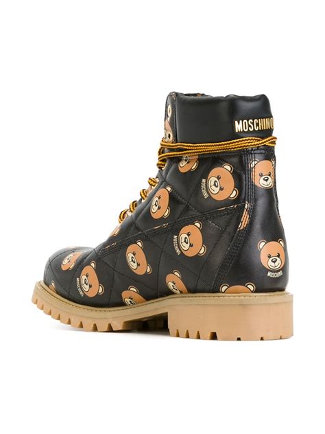 Moschino Teddy Bear Quilted Hiking Boots In Black Lyst