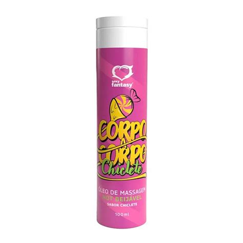 ÓLEO DE MASSAGEM HOT BEIJÁVEL CORPO A CORPO SABOR CHICLETE 100ML Raphas