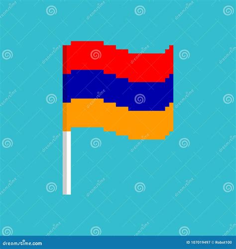 Armenia Pixel Flag Pixelated Banner Armenian Political Bit Icon Stock