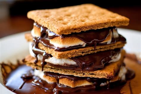 Premium Photo Smores Made With Melted Chocolate Marshmallows