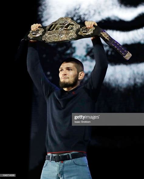 Ufc Lightweight Champion Khabib Nurmagomedov Poses For Cameras During